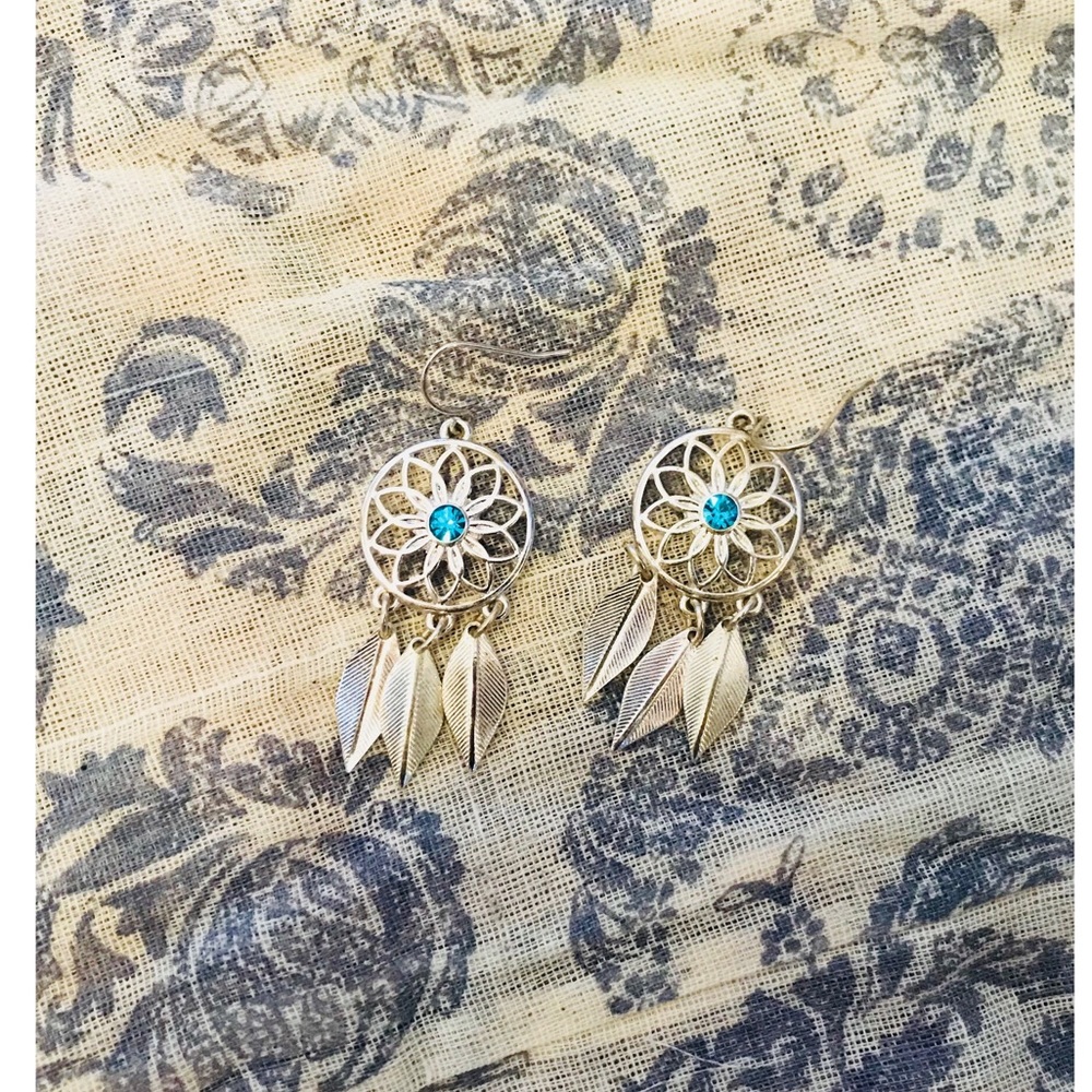 Silver dream catcher earrings
